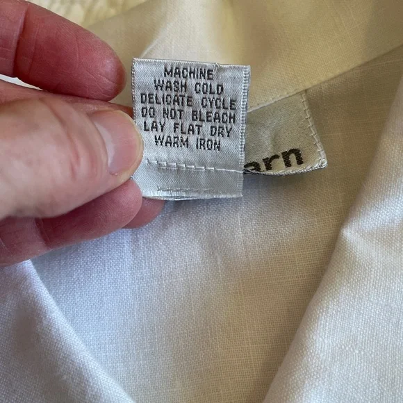 100% Linen Tunic Shirt Jacket Embroidered Flamingo Palm Women’s XL White Preppy - Picture 4 of 15